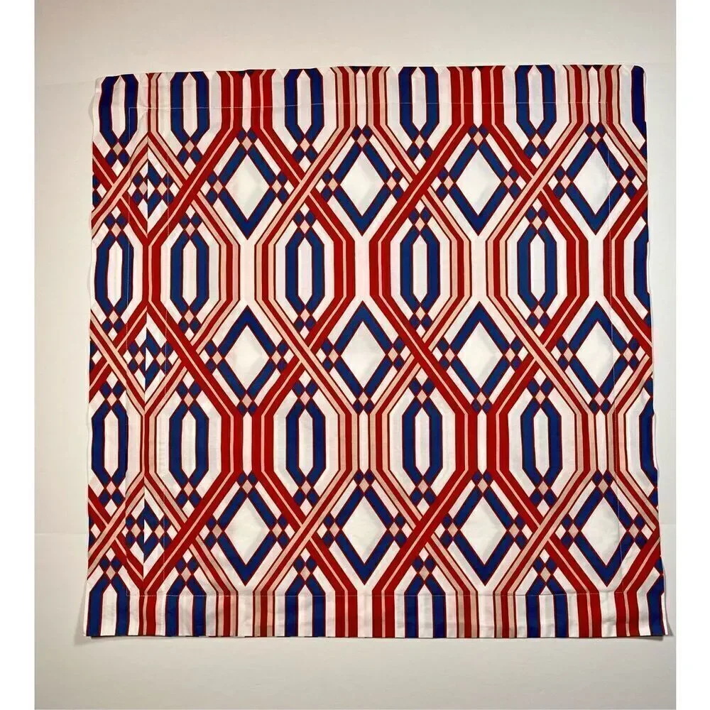 Pottery Barn Set of 2 Geometric Euro Square Pillow Shams Blue Orange EUC Bedroom